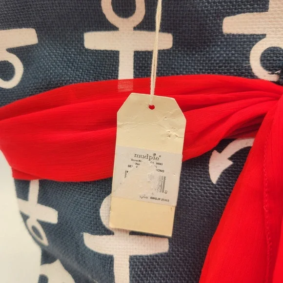 NWT Mud‎ Pie Tote Bag Anchor Print Rope Handles Beach Bag Purse Nautical Tote - Picture 8 of 8